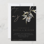 Elegante Waterverf Olive Branch bruiloft uitnodigi (Voorkant)