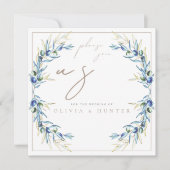 Elegante Waterverf Olive Branch bruiloft uitnodigi (Voorkant)