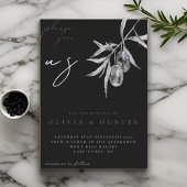 Elegante Waterverf Olive Branch bruiloft uitnodigi