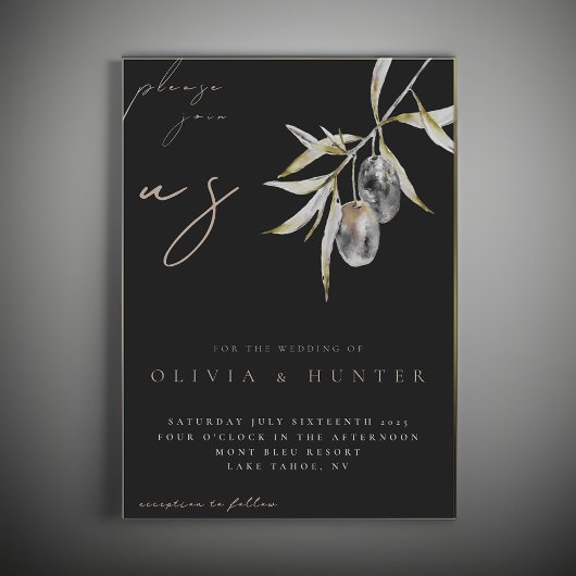 Elegante Waterverf Olive Branch bruiloft uitnodigi