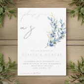 Elegante Waterverf Olive Branch bruiloft uitnodigi