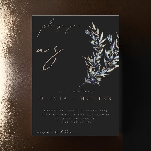 Elegante Waterverf Olive Branch bruiloft uitnodigi