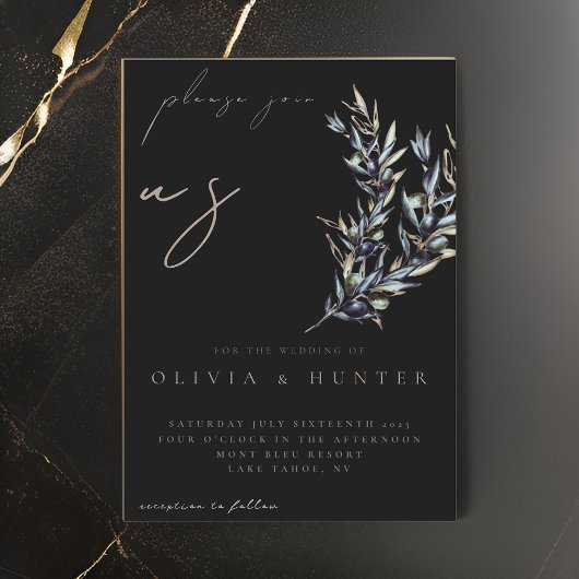 Elegante Waterverf Olive Branch bruiloft uitnodigi