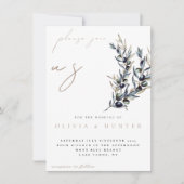 Elegante Waterverf Olive Branch bruiloft uitnodigi (Voorkant)