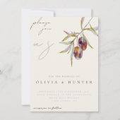 Elegante Waterverf Olive Branch bruiloft uitnodigi (Voorkant)