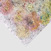 Elegante Waterverf Ombre en Ink Floral Doodle Tissuepapier (Detail)