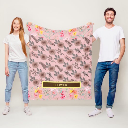 Elegante waterverf op maat bloem fleece deken (In situ)
