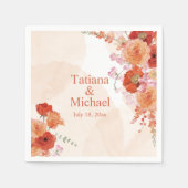 elegante waterverf oranje bloemen stijlvolle trouw servet (Voorkant)