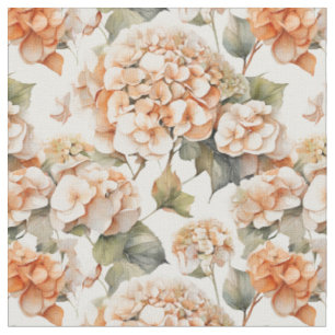 Elegante waterverf oranje bloemenhortensia's stof