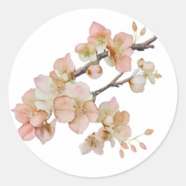 Elegante waterverf oranje bloemenlentebloesems ronde sticker