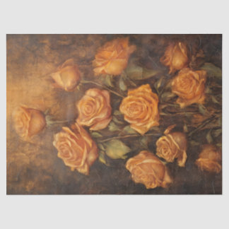 Elegante Waterverf  oranje Engelse rozen Tissuepapier