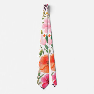 Elegante waterverf oranje roze kleur bloemen2 stropdas