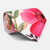 Elegante waterverf oranje roze kleur bloemen2 stropdas (Opgerold)