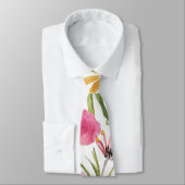 Elegante waterverf oranje roze kleur bloemen3 stropdas (Gebonden)