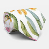 Elegante waterverf oranje roze kleur bloemen3 stropdas (Opgerold)