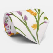 Elegante waterverf oranje roze kleur bloemen5 stropdas (Opgerold)