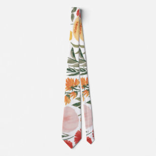 Elegante waterverf oranje roze kleur bloemen stropdas