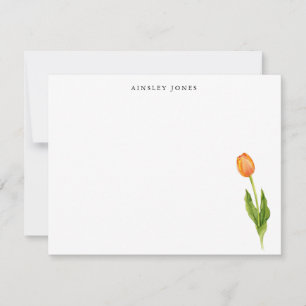 Elegante waterverf oranje tulp bloem notitiekaart notitiekaartje