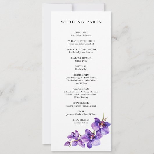 Elegante waterverf Orchidee huwelijksprogramma kaa (Achterkant)