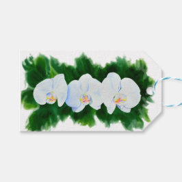 Elegante waterverf orchidee schilderij cadeaulabel