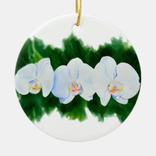 Elegante waterverf orchidee schilderij keramisch ornament