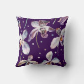 Elegante Waterverf Orchideeën Bloemenpatroon Kussen (Achterkant)