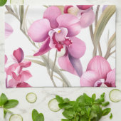 Elegante Waterverf Orchideeën Theedoek (Gevouwen)