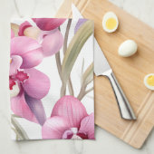 Elegante Waterverf Orchideeën Theedoek (Quarter Fold)