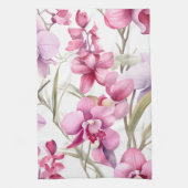 Elegante Waterverf Orchideeën Theedoek (Verticaal)