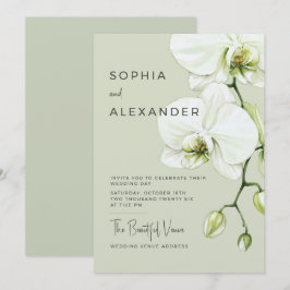 Elegante waterverf orchideeën trouwkaart. kaart