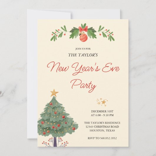 Elegante Waterverf oudejaarsviering 2025 Kaart (Voorkant)