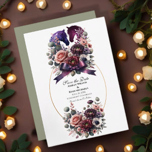 Elegante Waterverf Paard Huwelijk Save The Date