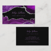 elegante waterverf paars agate op zwart visitekaartje (Voorkant / Achterkant)