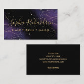 elegante waterverf paars en goudagaat visitekaartje (Voorkant / Achterkant)