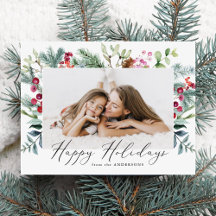 Elegante Waterverf Paarse Bessen & Groene Foto