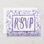 Elegante Waterverf Paarse bloeit bruiloft RSVP Uitnodiging Briefkaart (Voorkant / Achterkant)