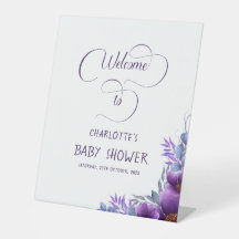 Elegante Waterverf Paarse Bloem Baby Shower