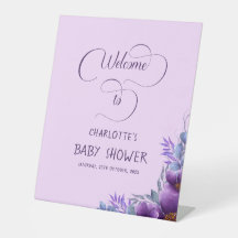 Elegante Waterverf Paarse Bloem Baby Shower