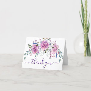 Elegante waterverf paarse bloem bedankkaart