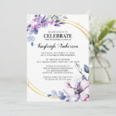 Elegante Waterverf Paarse bloem Memorial Kaart (Staand voorkant)