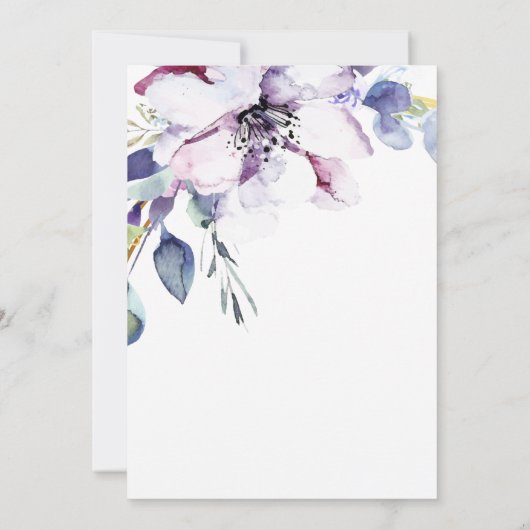 Elegante Waterverf Paarse bloem Memorial Kaart (Achterkant)