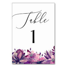 Elegante waterverf paarse bloem schrift huwelijks-