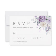 Elegante Waterverf Paarse Bloemen bruiloft RSVP