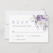 Elegante Waterverf Paarse Bloemen bruiloft RSVP (Voorkant)