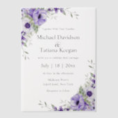 elegante waterverf paarse bloemen bruiloft vellum uitnodigingen (Voorkant)