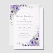 elegante waterverf paarse bloemen bruiloft vellum uitnodigingen (Offset)