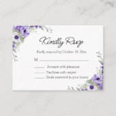 Elegante waterverf paarse Bloemen RSVP bruiloft Informatiekaartje (Voorkant)