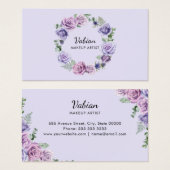 Elegante Waterverf Paarse Bloemen Visitekaartje (Voorkant /achterkant)