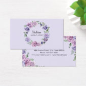 Elegante Waterverf Paarse Bloemen Visitekaartje (Bureau)