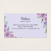 Elegante Waterverf Paarse Bloemen Visitekaartje (Achterkant)